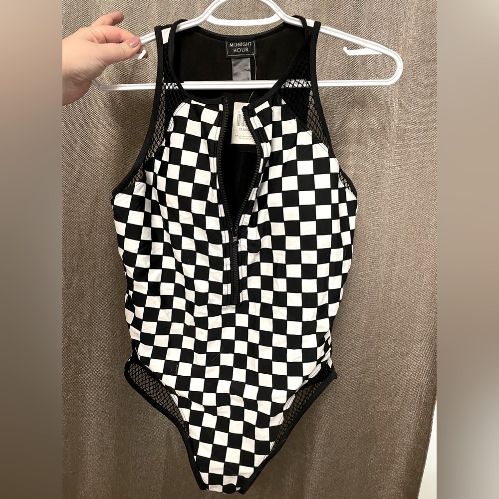 Hot topic midnight hour checkered swimsuit